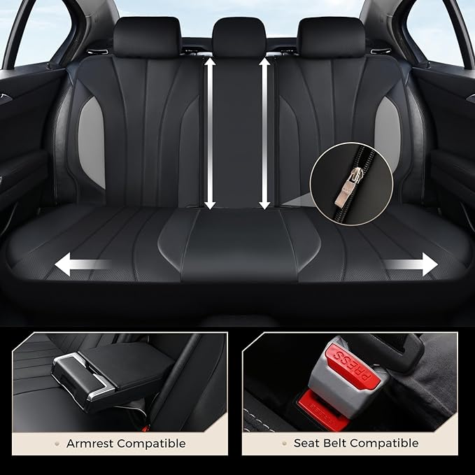 Coverado Seat Covers, Red Car Seat Covers Full Set, Automotive Seat Covers 5 Seats, Waterproof Black Car Seat Protectors Universal Fit for SUVs Trucks Sedans