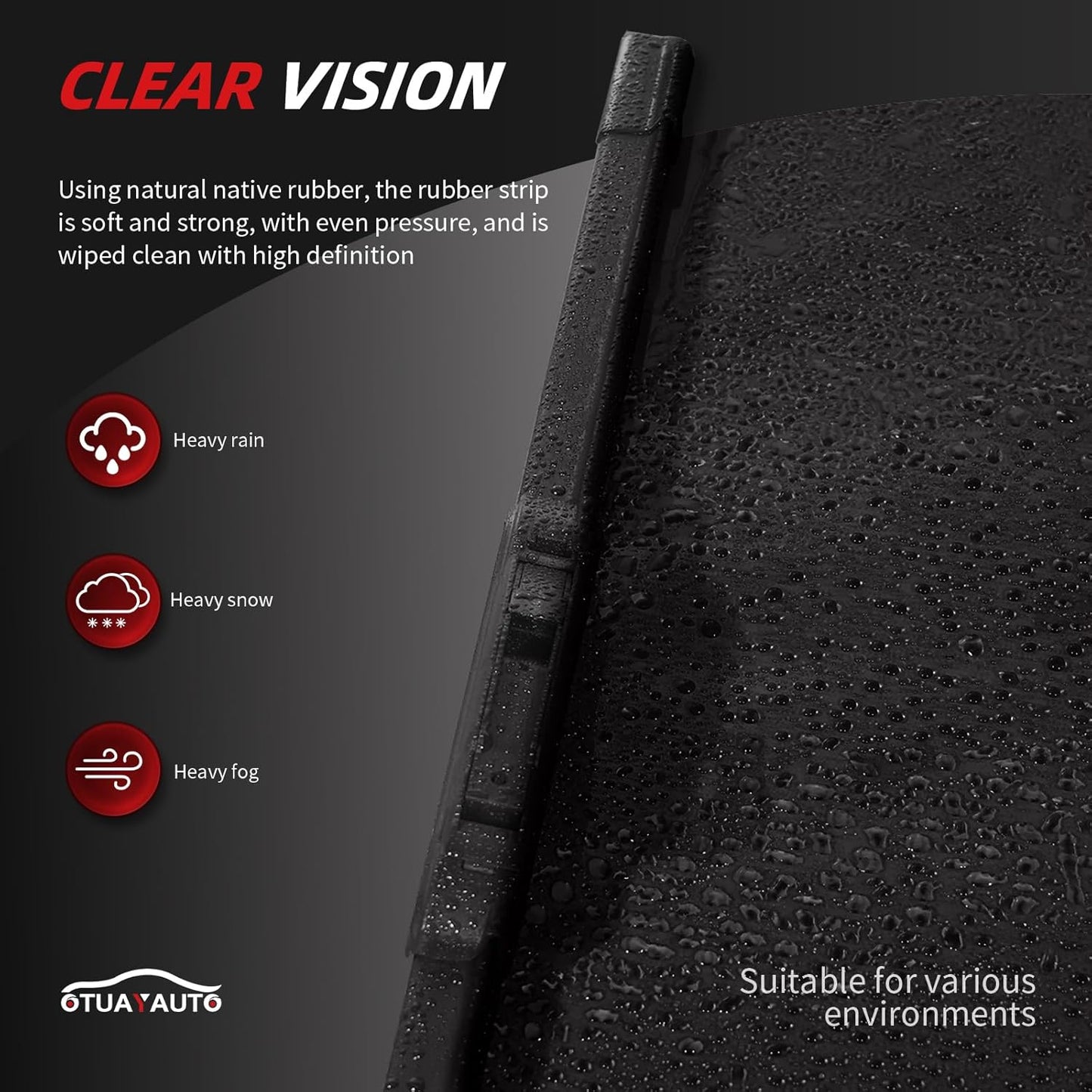 OTUAYAUTO Premium Windshield Wiper Blades - Replacement for Nissan Murano 2009-2016 - Precision Fit, All-Weather Performance, Front and Rear Wiper Blades, J/U Hook - 26"+16"+12" (Pack of 3)