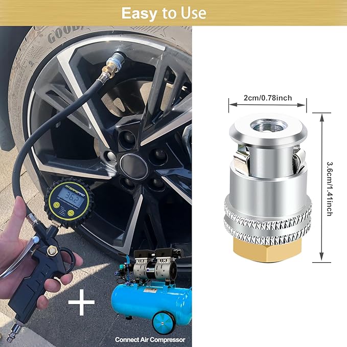 GODESON Lock On Air Chuck,1/4FNPT Closed Flow Brass Tire Chuck with Standard Male Quick Plug,Tire Air Chuck for Tire Inflator Gauge and Air Compressor(Pack of 2)