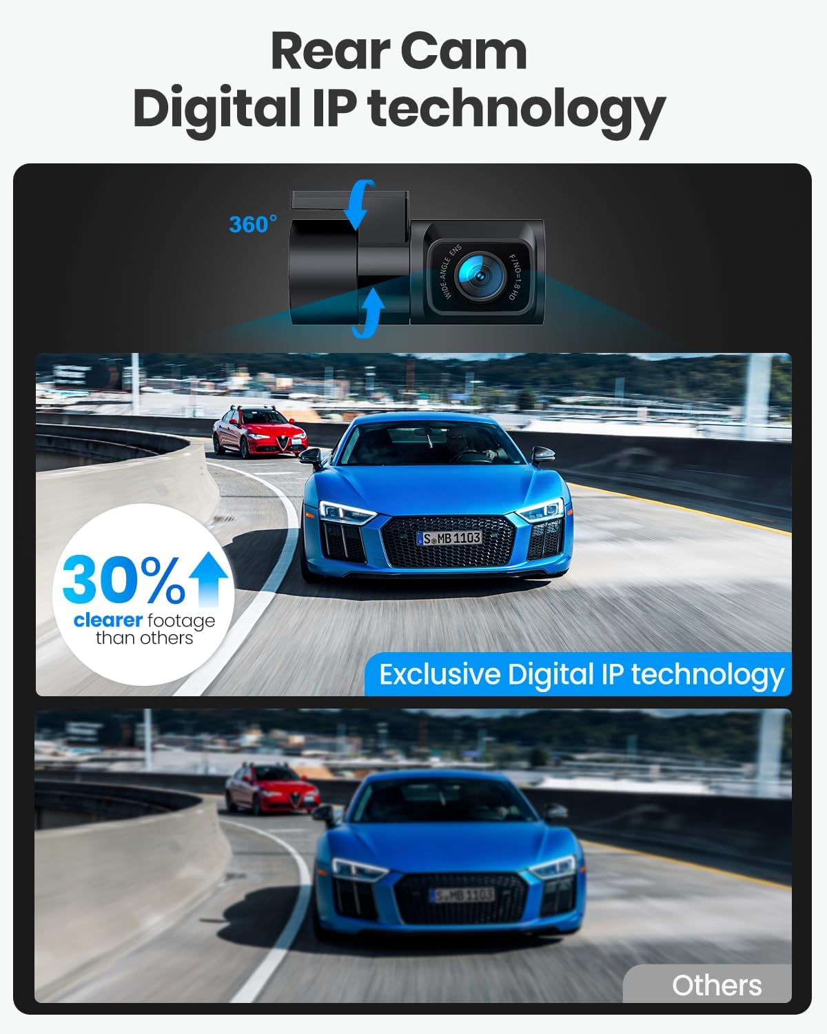 Real 4K 30fps Dash Cam Front and Rear, 2 Channel HDR with Top-Level Sensor, 5.8GHz Wi-Fi GPS G-Sensor 3.3'' Big IPS, Super Night Vision, Parking Mode, Dash Camera for Cars with App, Support 512GB Max