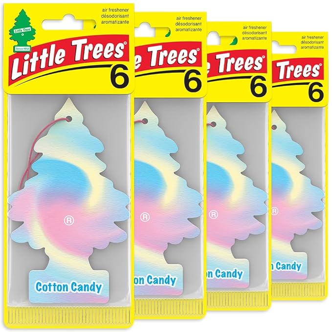 LITTLE TREES Car Air Freshener | Hanging Tree Provides Long Lasting Scent for Auto and Home | Cotton Candy, 24 Air Fresheners