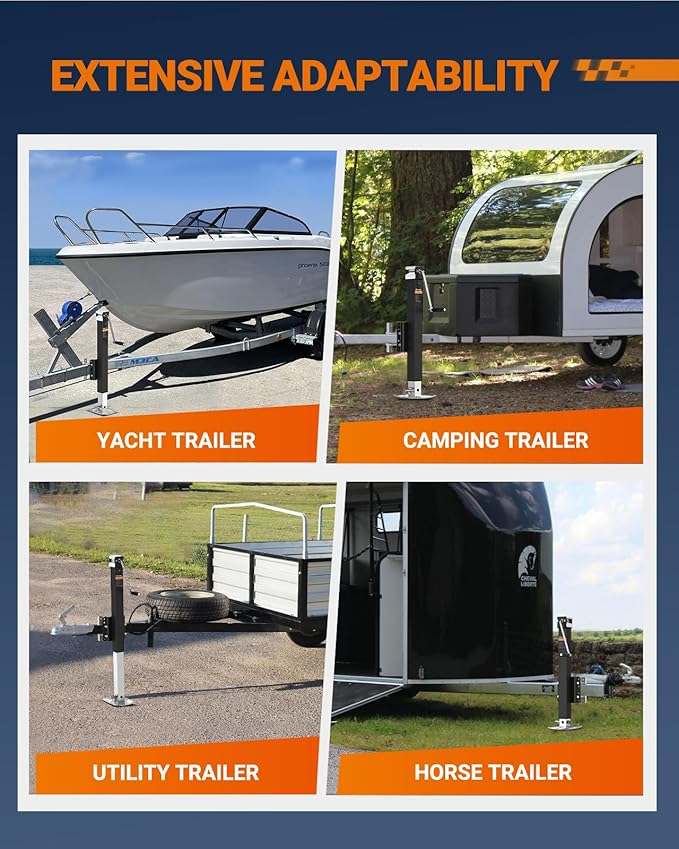 SEALIGHT 8000LBS Heavy-Duty Trailer Jacks for RV, Boat, Yacht & Utility Trailers, Corrosion-Resistant & Multi-Level, Height Adjustable from 24.4-39 inches