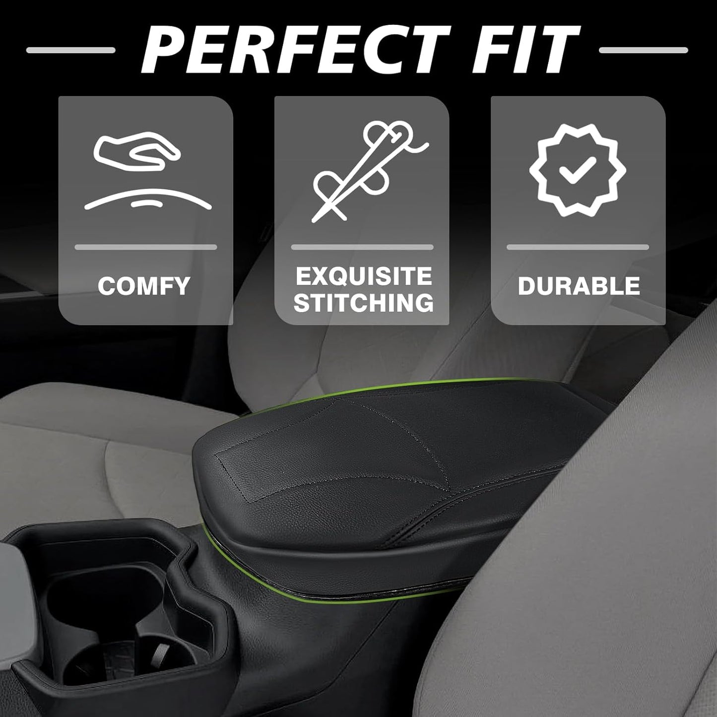 Muslogy Center Console Armrest Cover Compatible with Toyota RAV4 2019-2025 Comfort Armrest Pad Arm Rest Cushion Vegan Leather Protector Regular Thick