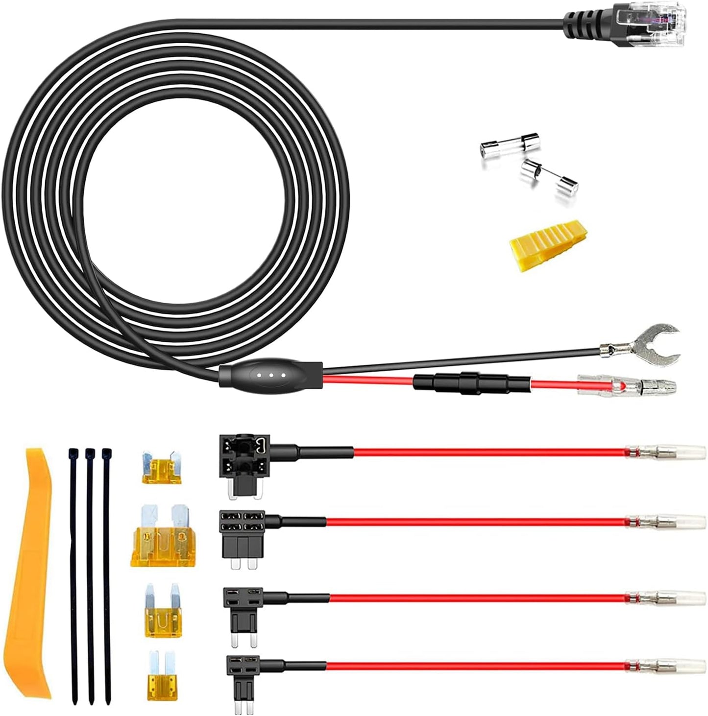 Radar Detector Rearview Mirror Rod Mounting Bracket and Radar Direct Power Cord Hardwired Ki tand Fuse Tap(for Escort Beltronics Vector Rocky Mountain Phantom-T Radar)