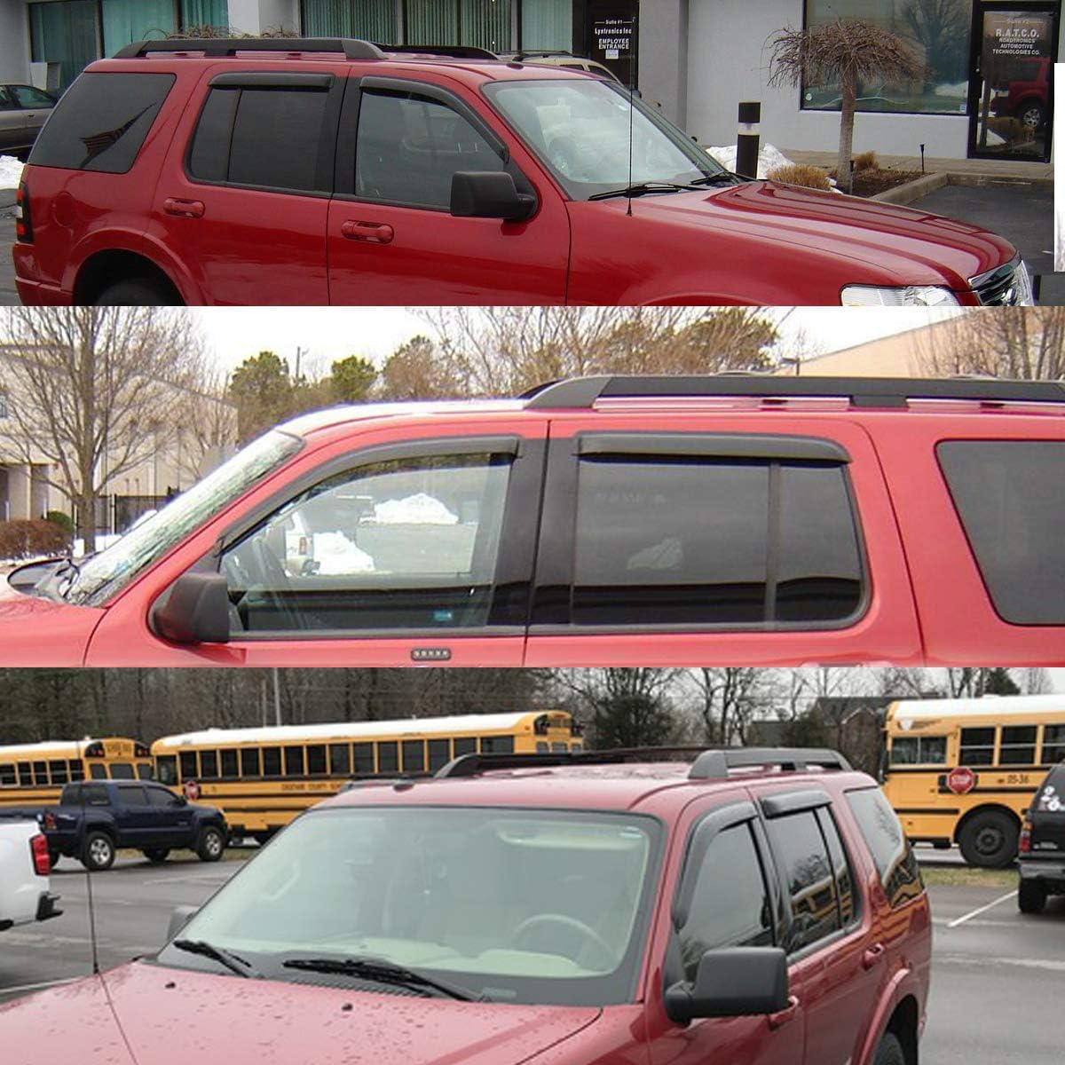 4pcs Original Shatterproof Side Window Wind Deflector Tape on Sun Rain Guards Vent Window Visors for 02-10 Explorer Mercury Mountaineer 03-05 Lincoln Aviator 4 Door (Expect Sprot /2 Door) 94819