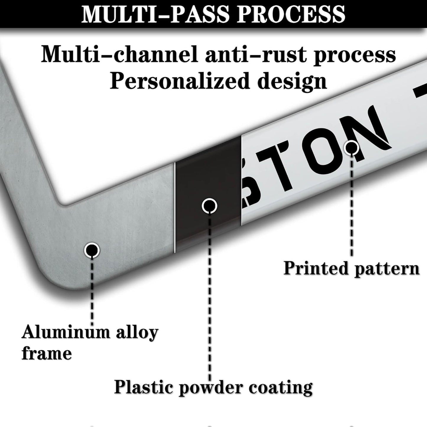 License Plate Holder Black and White License Plate Frames I Love My Boston Terrier Aluminum Metal Car Accessory 2 Pack with Screw Covers Set