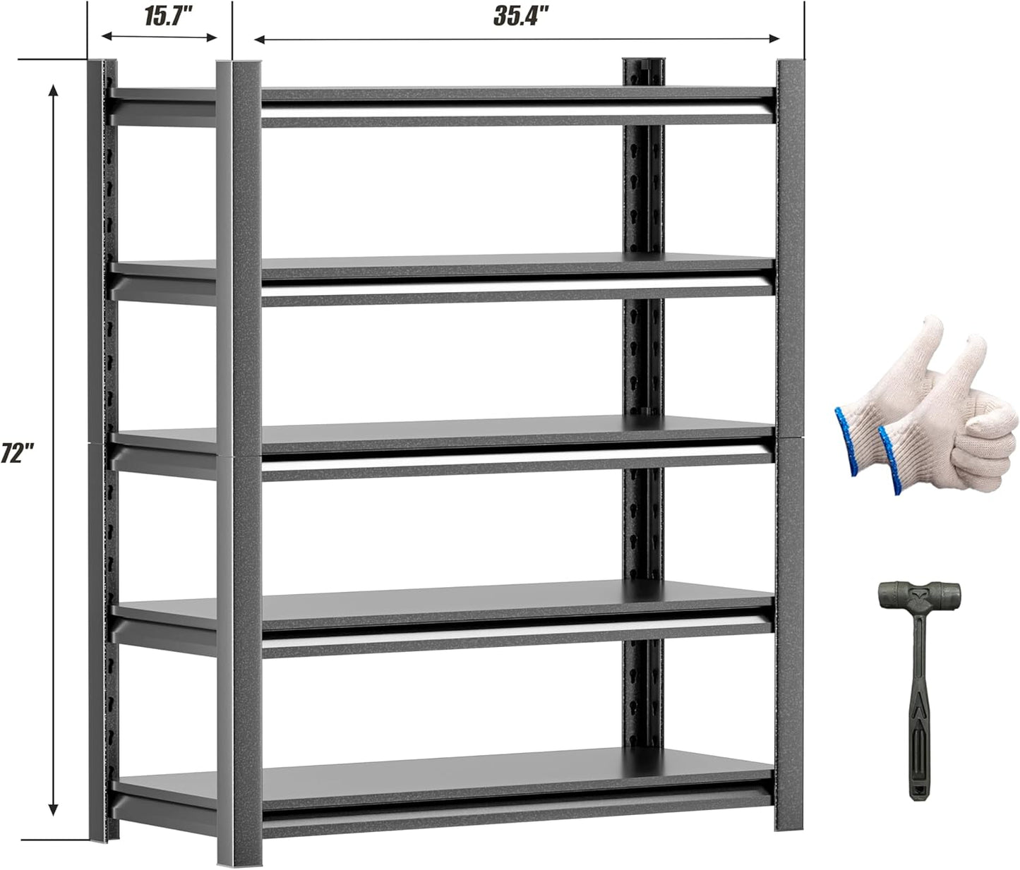 2 Set Garage Shelving Unit 72" H3000bls Heavy Duty Storage Shelves Easy Assembly 5 Tier Adjustable Metal Steel Utility Shelf Rack