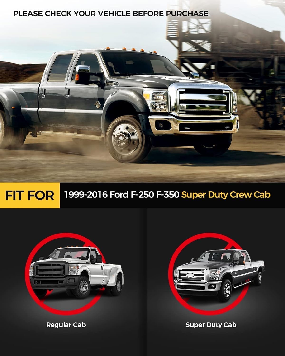 KYX Running Boards & Steps Nerf Bars Compatible with Ford F250 F350 Super Duty Crew Cab 1999-2016, A Pair 6 inch Car Door Side Steps Nerf Bars Truck Boards Step Rails-Dual Stairs