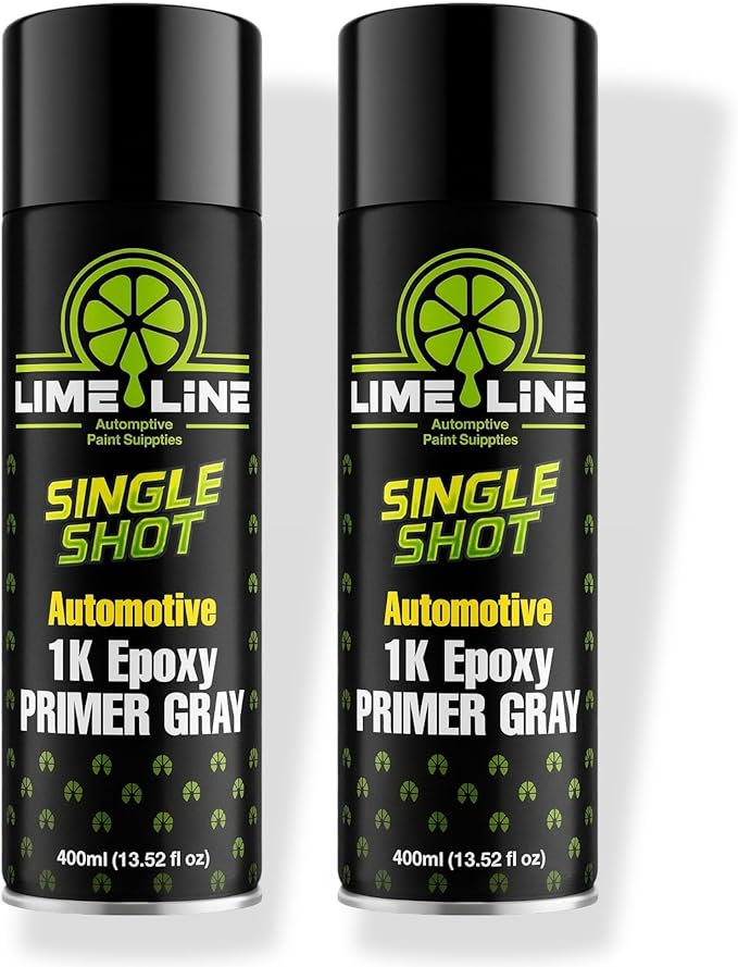LiME LiNE 1K Epoxy Primer Aerosol Spray Paint - Automotive Bare Metal Adhesion & Rust Protection - Professional Grade - Gray 400ml (Pack of 2)