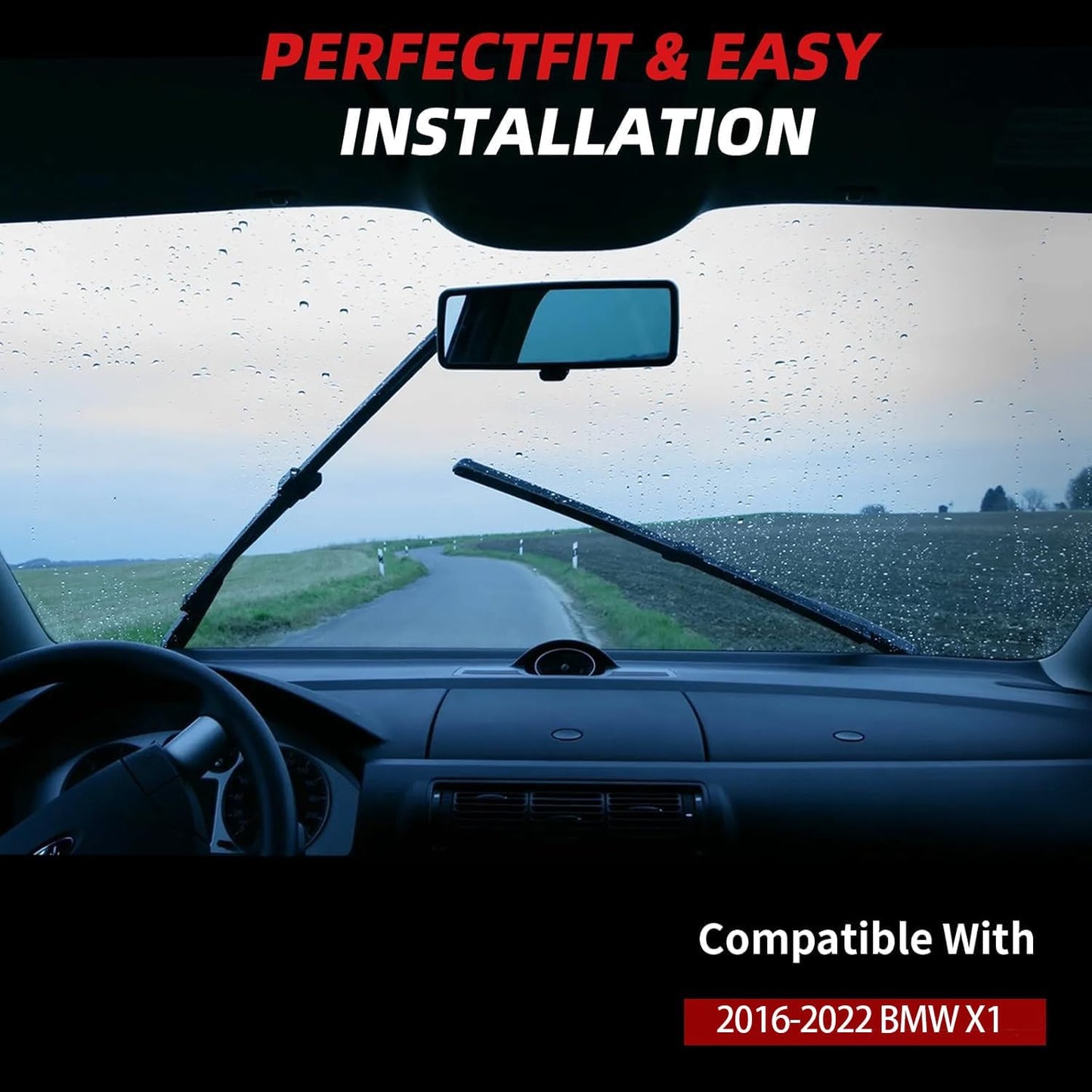 OTUAYAUTO Windshield Wiper Blades - Replacement for BMW X1 2016-2022, Front and Rear Wipers Set, Top Lock - 26"+16"+13" (Pack of 3)