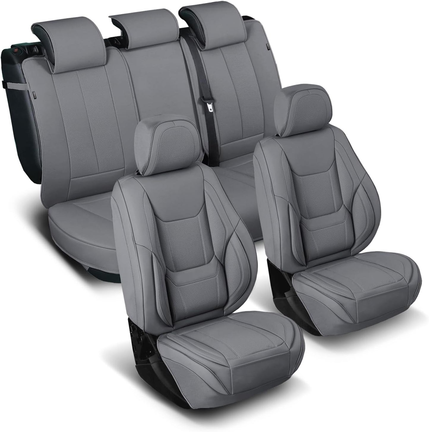 Coverland Custom Car Seat Covers Compatible with 2007-2013 Tundra CrewMax - Premium Leather Non-Slip Memory Foam Waterproof Cover Interior Protector Full Set-Dark Gray [See Size Chart-Size X135]