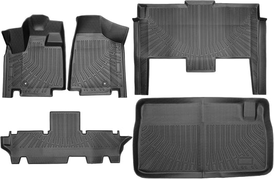 Floor Mats & Cargo Liner Set Fit for 2021-2011 Dodge Grand Caravan 7 Seat All Weather Protection TPE Anti-Slip Automotive Full Set Floor Liners Custom Dodge Grand Caravan Accessories