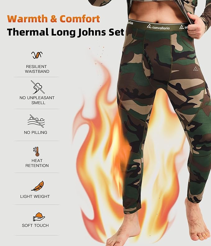CL convallaria Thermal Underwear Long Johns Set Mens Winter Gift Hunting Gear Sport Base Layer Bottom Top