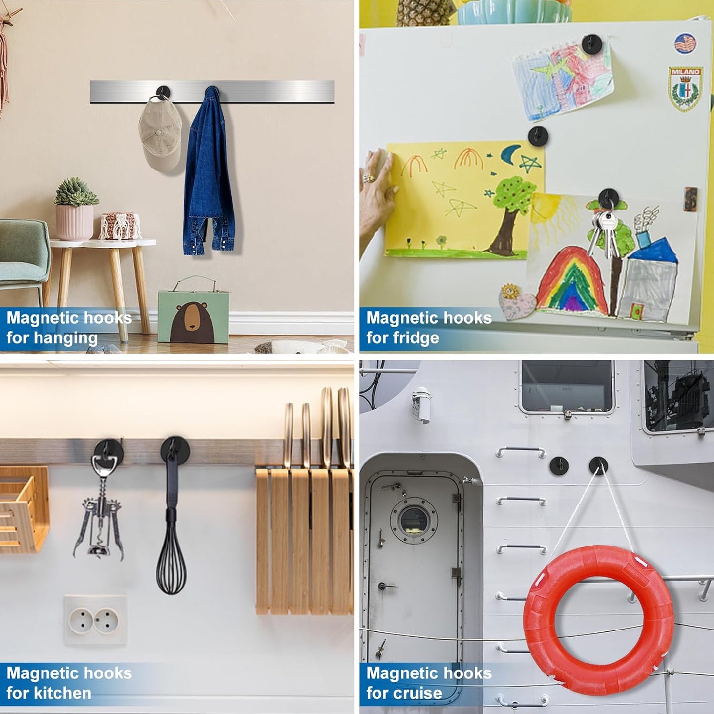 LOVIMAG Magnet Hooks for Cruise Cabin, 80lbs Cruise Door Magnets with Epoxy Coating, Cruise Must Haves for Travel, Strong Magnetic Hooks for Classroom, Kitchen Essentials, Locker Organizer, -12 Pcs