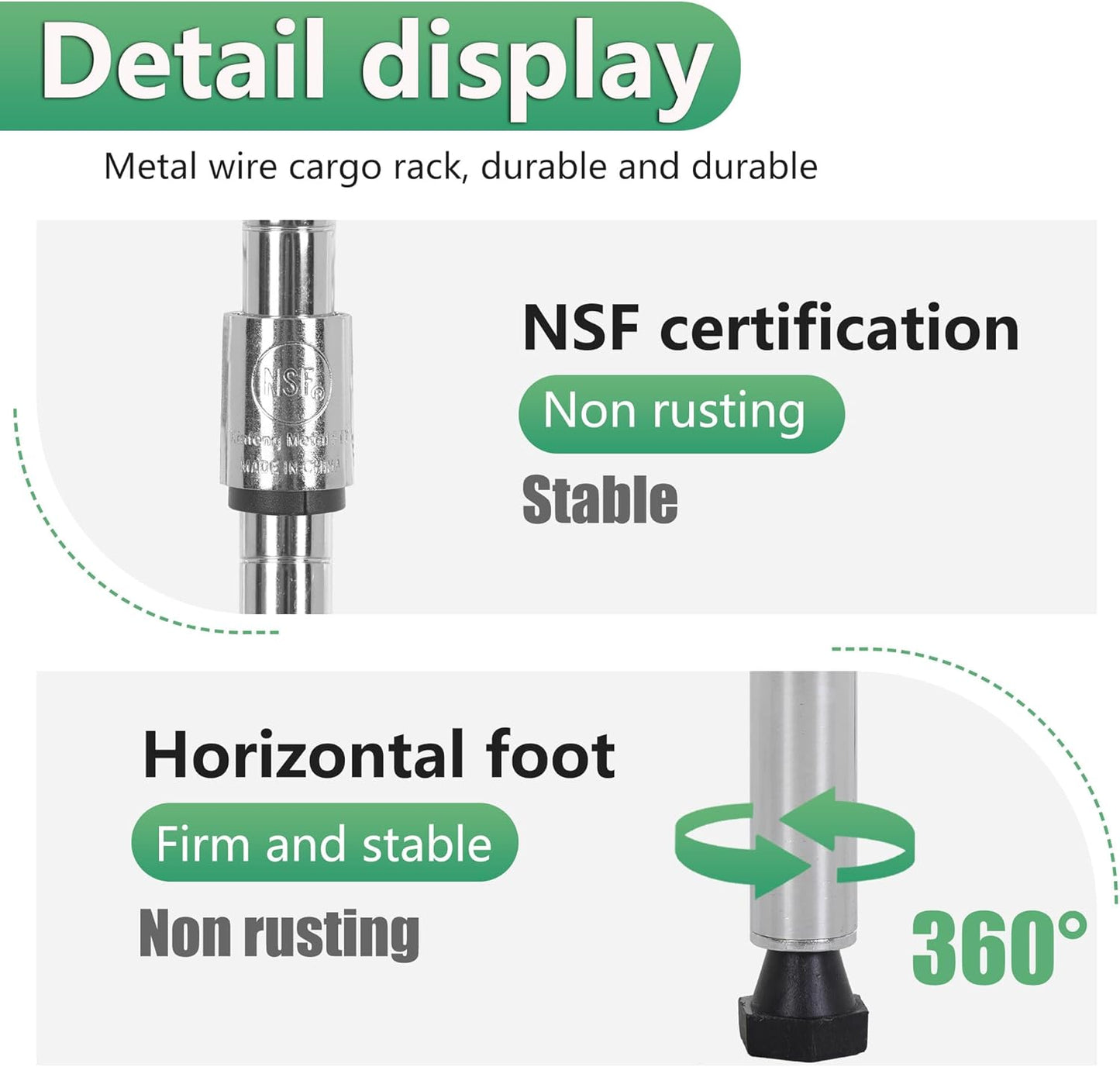 BestOffice Garage Shelving 5 Tier Metal Storage Shelves 750lbs Weight Capacity Heavy Duty Wire Shelving NSF Certified Utility Shelves with Leveling Feet for Garage Home Office, Chrome