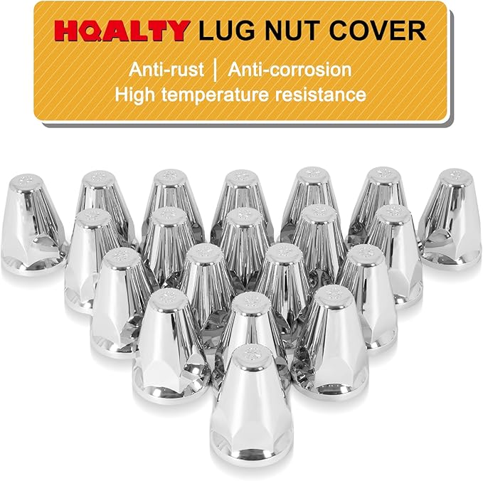 20Pcs Lug Nut Covers 33mm Bullet Flanged ABS Chrome Plastic Push-on Anti-Rust Standard Flanged Nut Covers for Semi Trucks, Trailers, Trucks, RVs