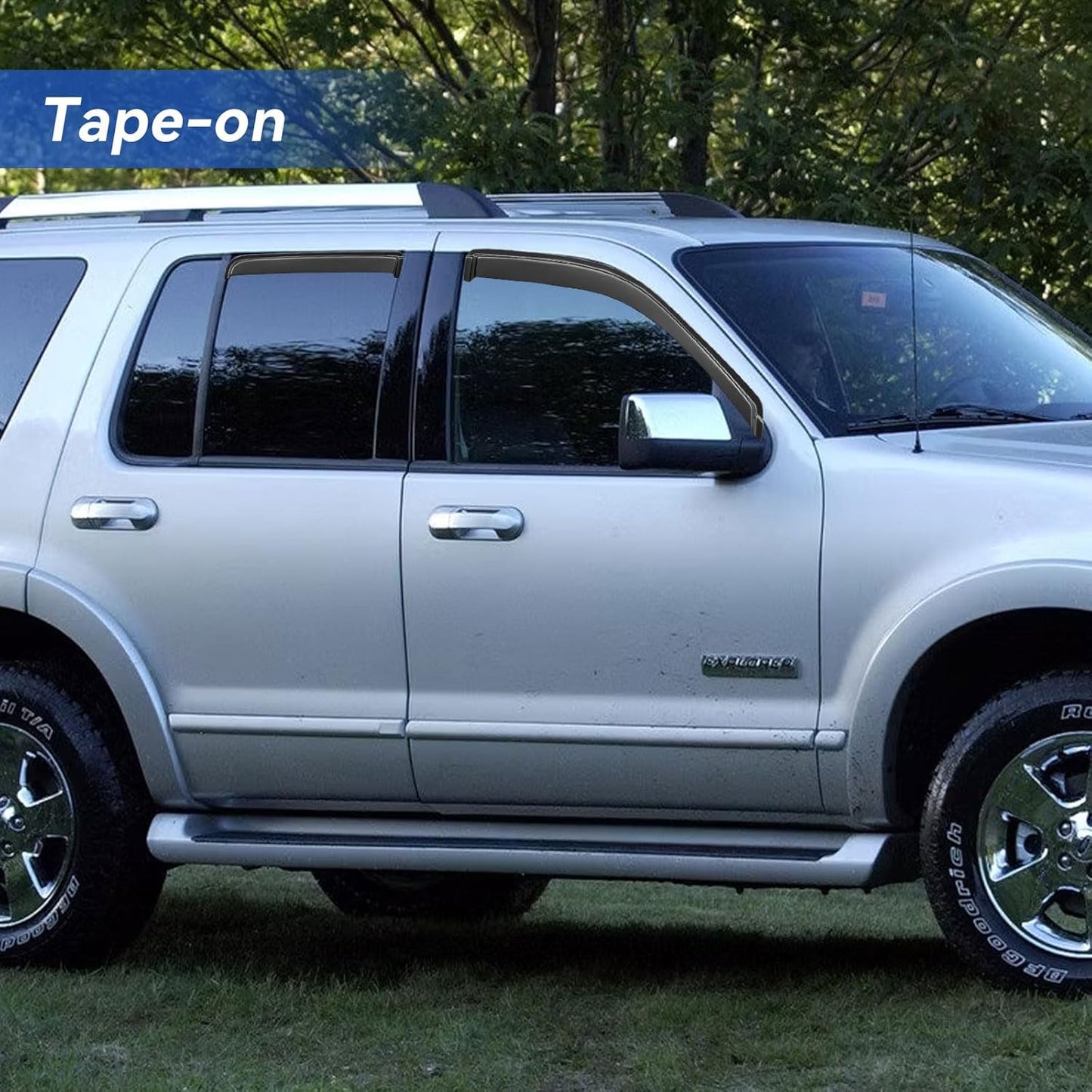 Window Visors Rain Guards Shield for 2002-2010 Ford Explorer/Mercury Mountaineer, Out-Channel Window Vent Wind Deflectors Visors Shades for 2003-2010 Lincoln Aviator