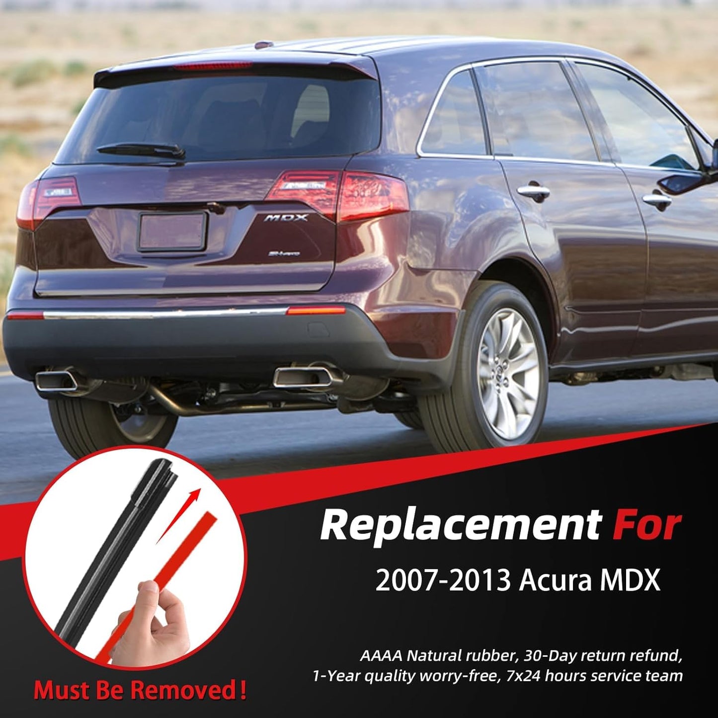 OTUAYAUTO Windshield Wiper Blades - Replacement for Acura MDX 2007-2013, Front and Rear Wiper Blade, J/U Hook - 26"+21"+12" (Pack of 3)