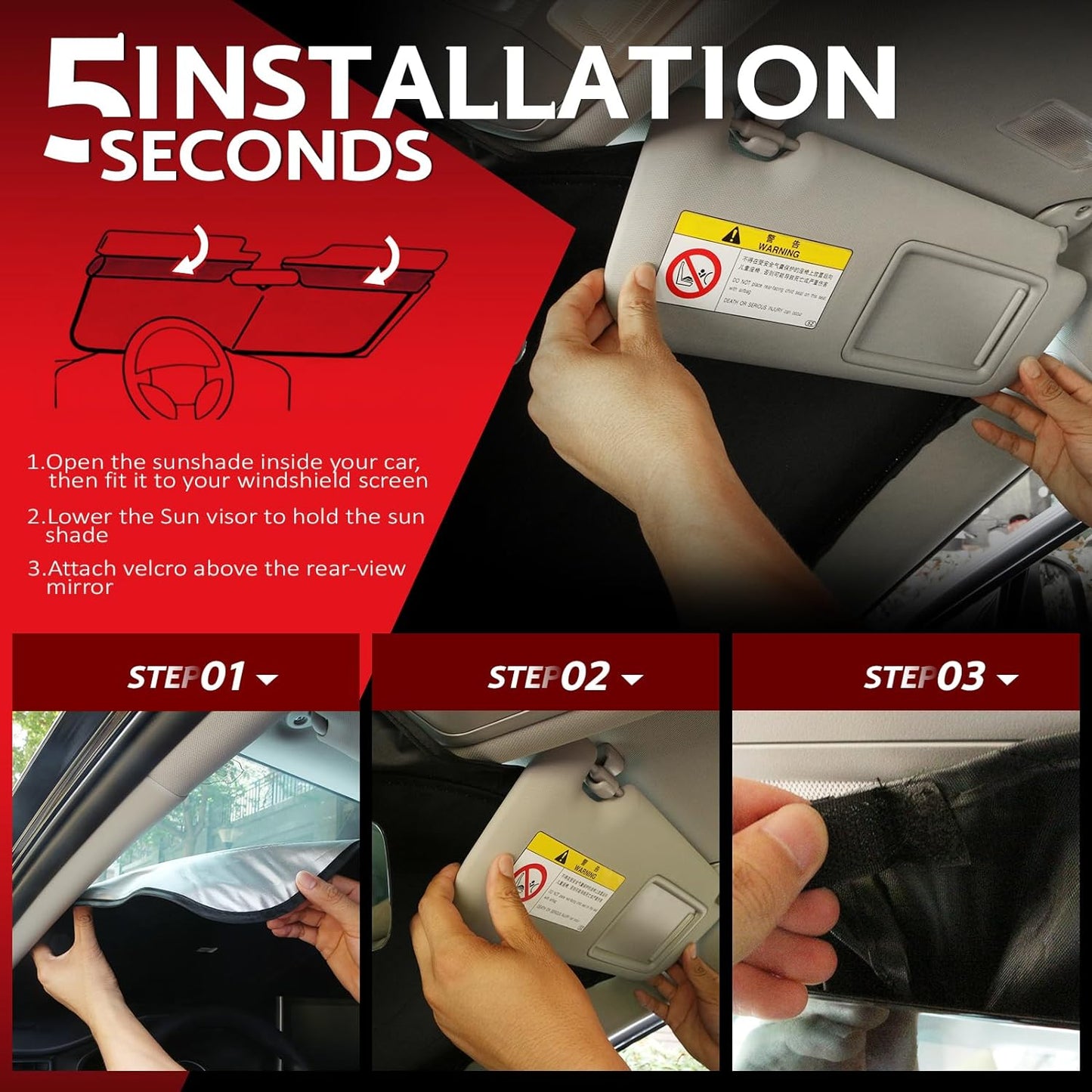 KAYZT Windshield Sun Shade for 2019-2025 2026 Mazda 3 Hatchback Sedan Foldable Sunshade Front Window Custom Fit Car Accessories