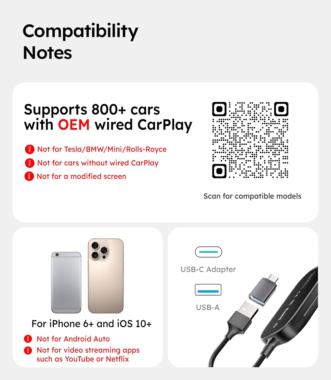 Wigoo 2025 Upgrade Wireless CarPlay Adapter for iPhone [Long-Drive Stability, 10s Connect, Easy Use] Converts Wired to Wireless, Low Delay CarPlay Dongle, Fit for Cars with Wired CarPlay, Blue