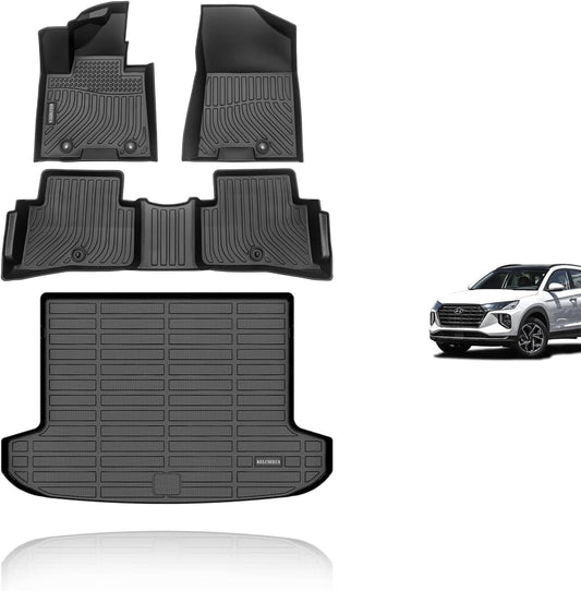 KELCSEECS Floor Mats & Cargo Liner Custom for 2021 2020 2019 2018 2017 2016 Hyundai Tucson Car Mats Automotive Cargo Mat Trunk Mat Hyundai Tucson All Weather Floor Mats Trunk Liner Black