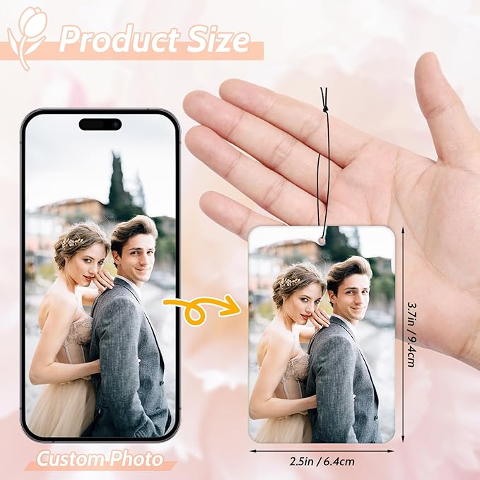 Custom Car Air Freshener with Picture Text - Personalized Car Air Freshener with Multiple Fragrances for Valentine's Day Birthday Gift Hanging Ornaments