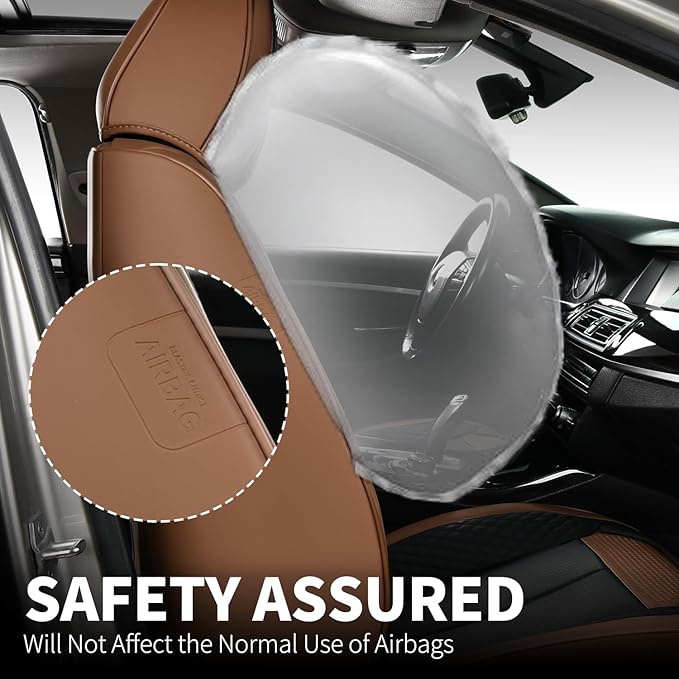 FLORICH Car Seat Covers Front Seats Only, Luxury Leather Seat Covers Universal Anti-Slip Driver Seat Cover, Automotive Vehicle Seat Covers fit for Trucks Vans SUVs Sedans (2 Packs, Coffee)