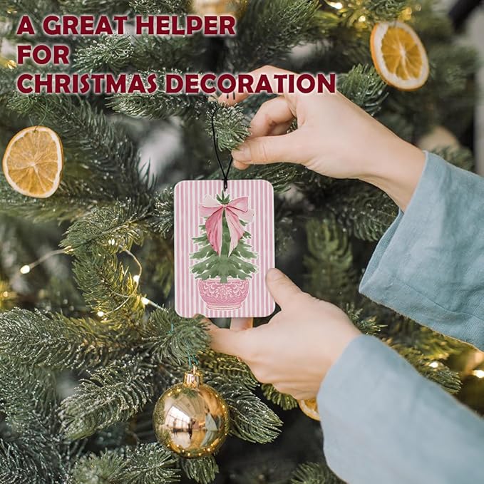 Pink Christmas Tree Santa Car Decor,Christmas Air Freshener 3 Pcs, Coquette Santa Claus Chinoiserie Air Freshener Hanging Decor for Cars Closet Drawer Books Accessories Gifts
