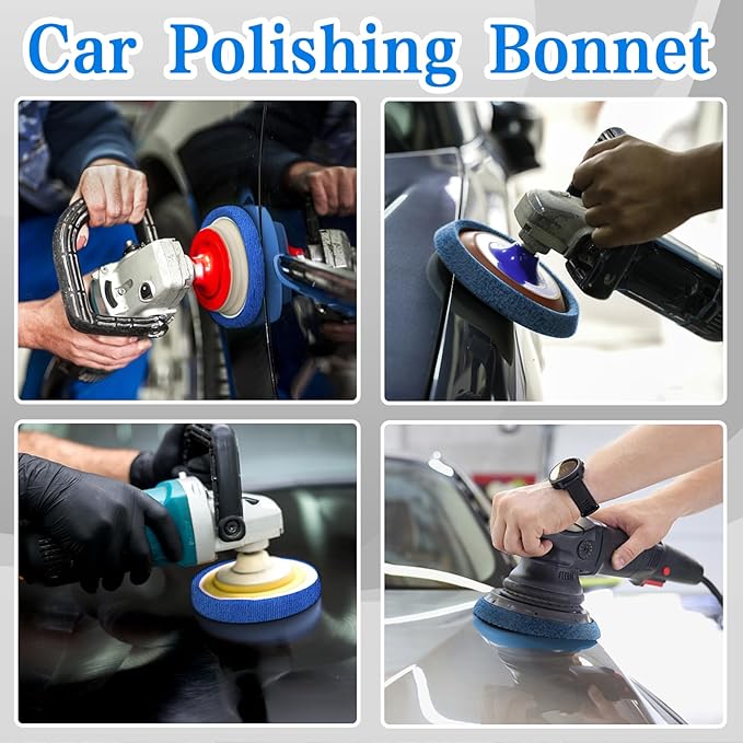 Boltigen 12pcs 5-6 inch Polishing Pad Bonnets 12Pack 4 Color 5 to 6'' Orbital Polishing Pad Microfiber Coral Fleece Bonnet Car Buffer Polisher Waxing Covers for Automobile Glass Cleaning and Polish