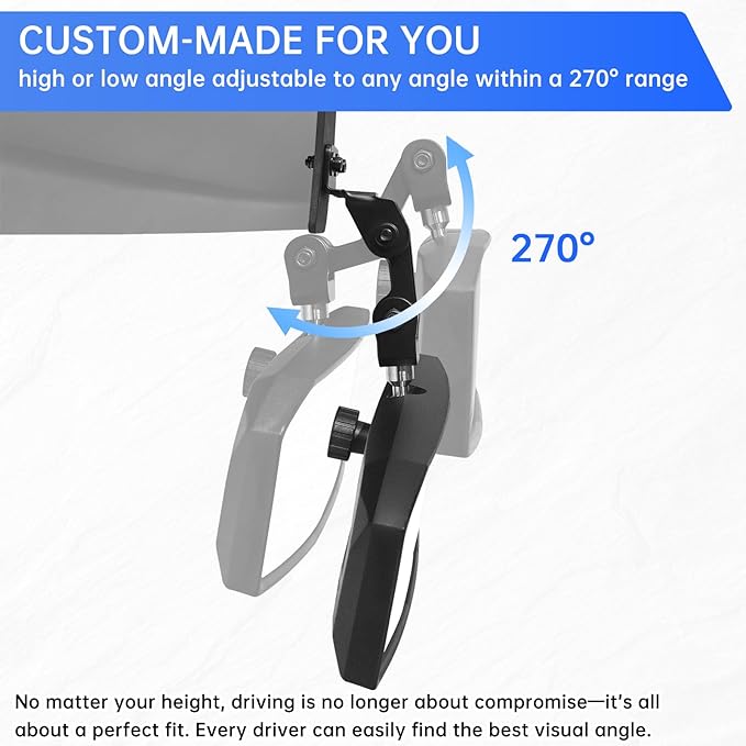 UTV Rear View Mirror, Polaris Ranger Rear View Mirror Compatible with Polaris Ranger 500 570 900 XP 1000XP / Crew，Adjustable up/down/forward/backward Position at Will,HD, OEM #2879969