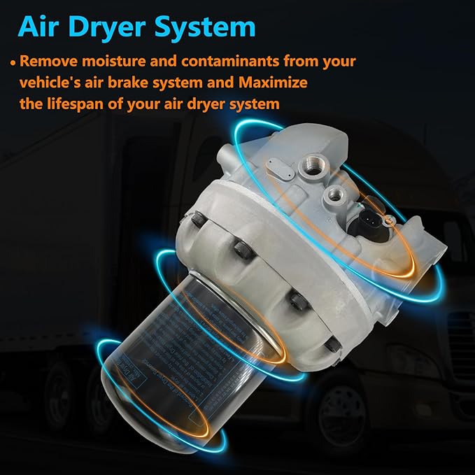 4324711010 Air Dryer System Saver 1200 Plus with Desiccant Cartridge Kit Fit for Wabco Freightliner Kenworth Mack Meritor Navistar Peterbilt Volvo Trucks