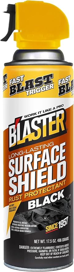 B’laster Surface Shield Anti Rust Spray for Metal – Black Series Rust Prevention Spray for Tools, Equipment & Moving Parts – Long-Lasting Corrosion Protection with Lanolin-Based Formula – (Case of 6)