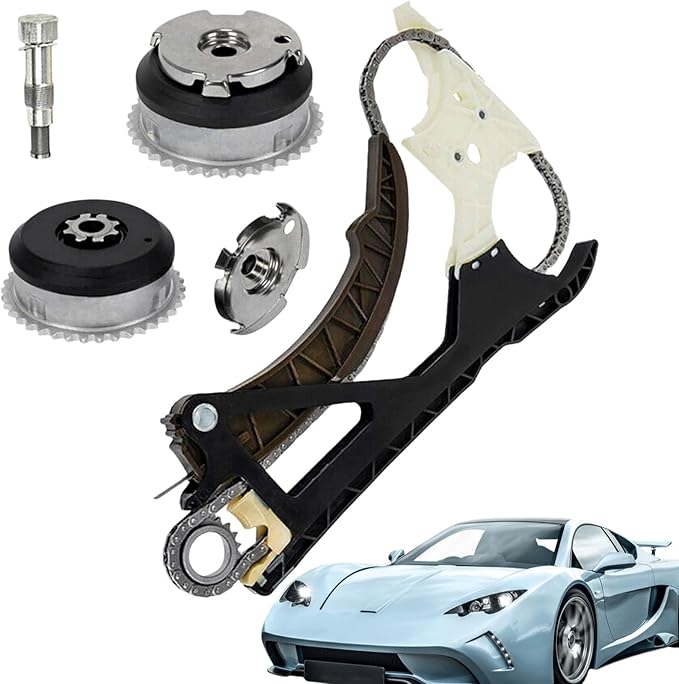 11318648732 Engine Timing Chain Kit with 2PCS Intake & Exhaust VVT Camshaft Adjuster Gear for BMW N51 N52 S55 535i X6 M4 X3 X4 X5 F10 F22 F23 328 Engine Aftermarket Parts