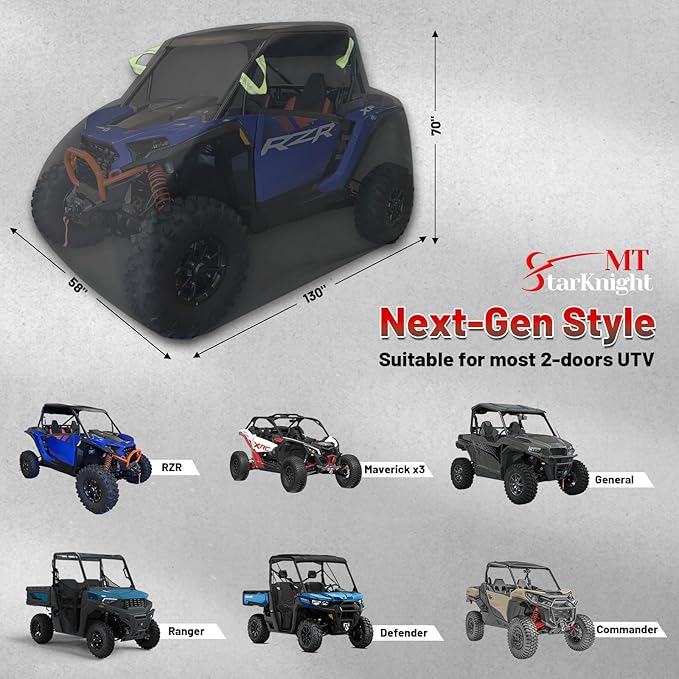 StarknightMT UTV Cover 2-3 Seater Upgarded, Heavy Duty Cover Compatible with Polaris Ranger RZR General 1000 Talon Zforce Uforce 1000 Defender with Reflective Strips UTV Full Weather Cover