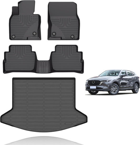 All Weather Floor Mats and Cargo Liners Set Fit for Mazda CX-5 2017-2022 TPE Car Mats Waterproof Anti-Slip Rubber Trunk Liner CX-5 Accessories