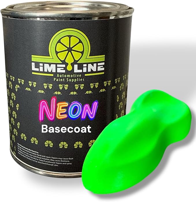 LiME LiNE Automotive Neon Basecoat Paint - Custom Paint for Cars, Trucks and Motorcycles Mix 1:1 with Urethane Reducer (Neon Green, 1 Quart)