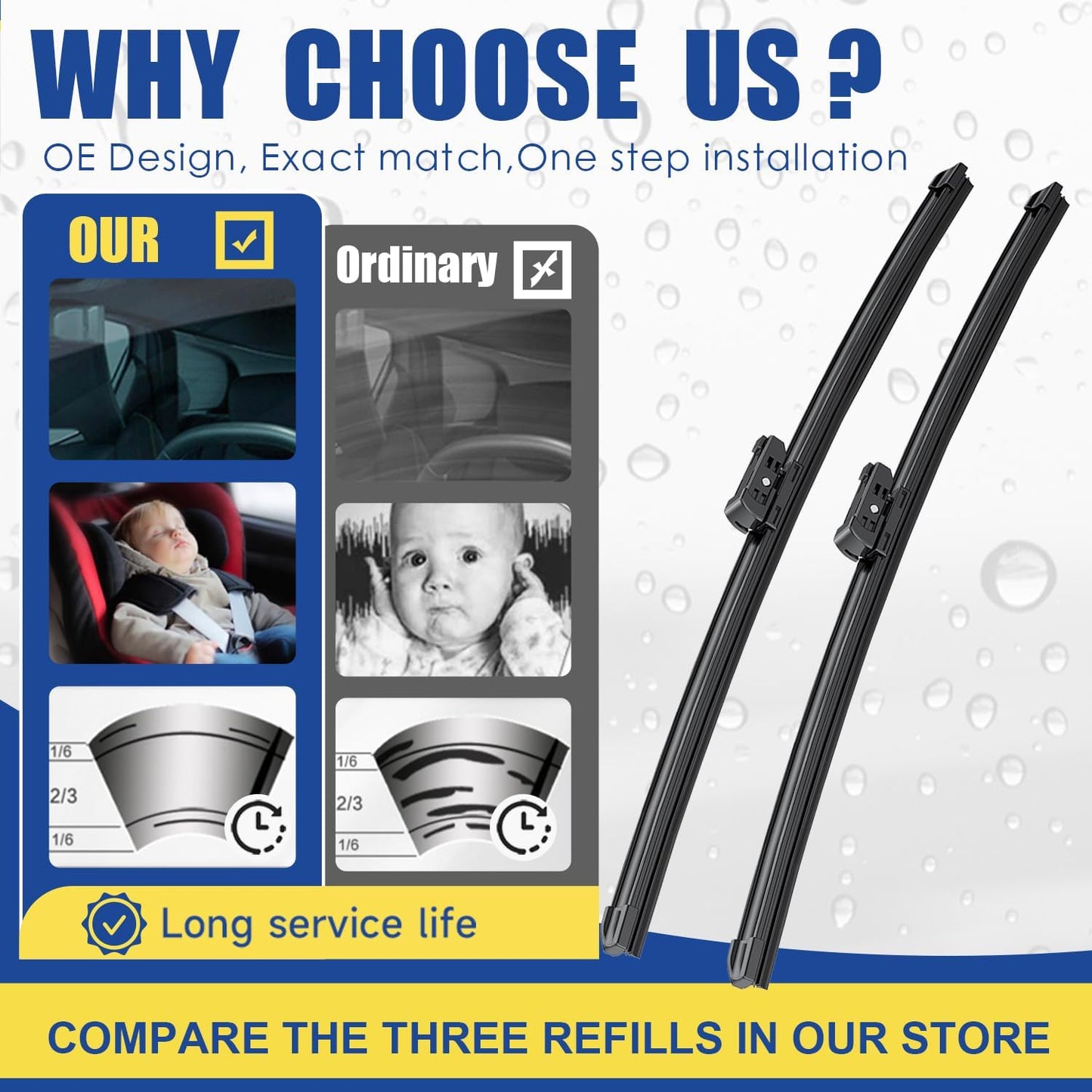 2 wipers Factory For VW Volkswagen Jetta CC Passat 2011 2012 2013 2014 2015 2016 2017 2018 2019 Original Equipment Replacement Wiper Blade Set - 24"/19" (Set of 2) Top Lock