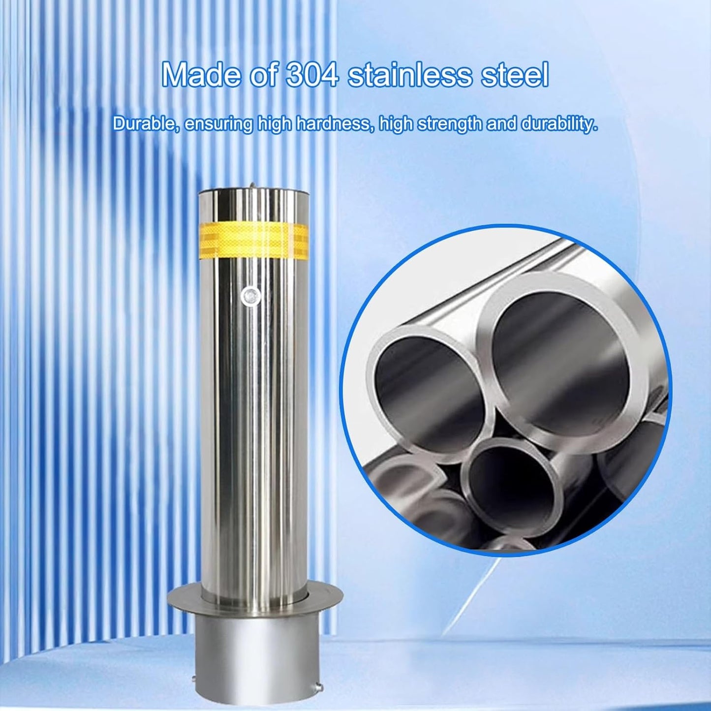 Steel Safety Bollard Post, Driveway Parking Interceptor Bollard, Crash Column Safety Warning Column, Parking Stopper for Garage, for Parking Barrier, Road Safety(Silver (1PCS))