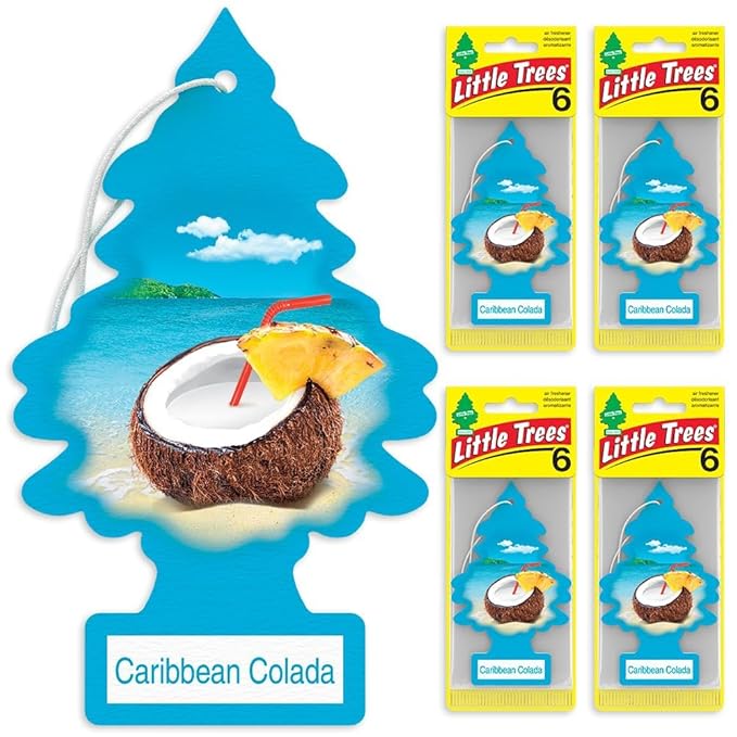 LITTLE TREES Car Air Freshener | Hanging Tree Provides Long Lasting Scent for Auto and Home | Caribbean Colada, 24 Air Fresheners