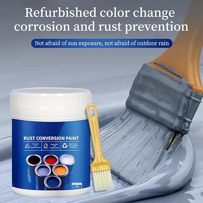 Weatherproof Rust Converter Paint for Metal, Rust Remover for Metals, Rust Conversion Paint, Rusts Paints for Metals with Brush (300g,Green)