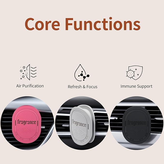 Light Scent Version, Car Air Freshener, Car Diffuser, Made from Natural Essential Oils, Slow Emission & Long Lasting, Refresh & Air Purifying, Non-toxic, Replaceable, SDS/SGS Certified