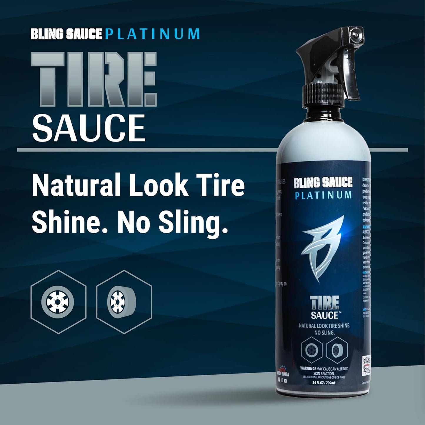 Platinum Tire Sauce, Natural Look Tire Shine for Cars, Trucks, SUVs, 24oz.