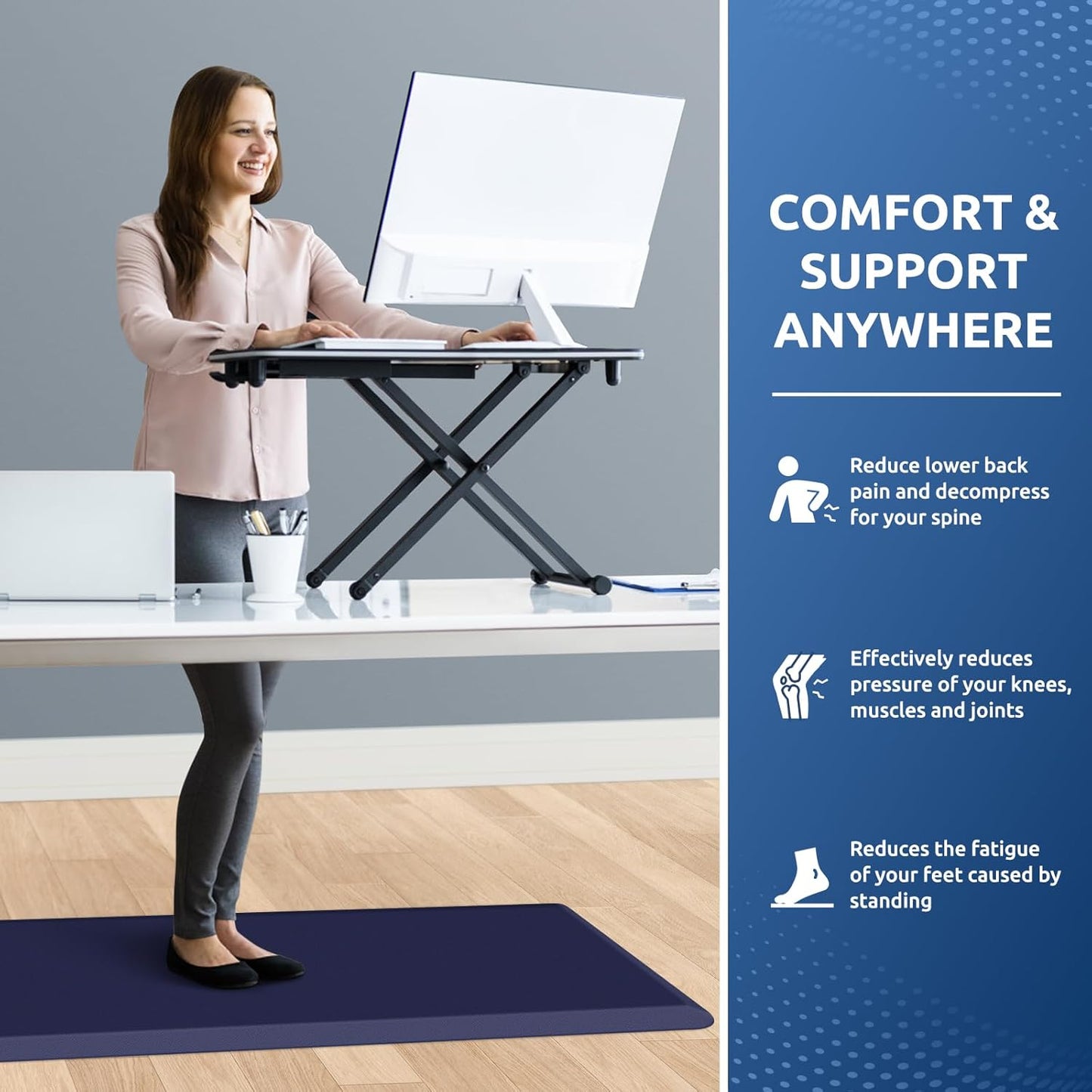 KitchenClouds Kitchen Mat Cushioned Anti Fatigue Rug 20"x39" Waterproof, Non Slip, Standing and Comfort Desk/Floor Mats for House Sink Office (Blue)