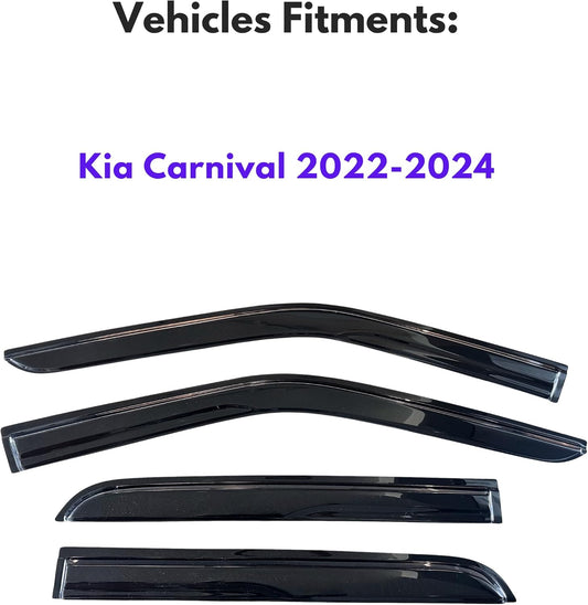KPY Window Visor Compatible with Kia Carnival 2022-2024, 4PC Rain Guard Side Window Vent Deflectors Tape-On Mugen Style, 2022 2023 2024