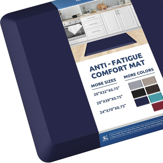 KitchenClouds Kitchen Mat Cushioned Anti Fatigue Rug 20"x32" Waterproof, Non Slip, Standing and Comfort Desk/Floor Mats for House Sink Office (Blue)