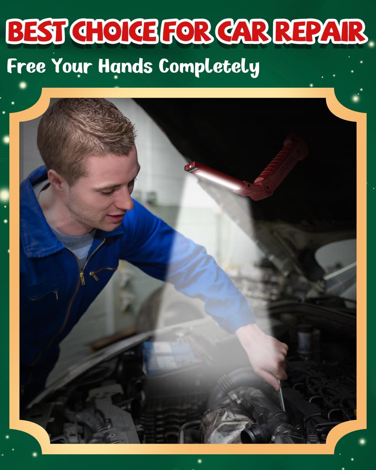 Coquimbo Tool Gifts for Men Dad, Rechargeable Flashlight LED Work Lights Grill Light with Magnetic Base 5 Modes 360° Rotate Mens Dad Husband Him Gifts (4 Pack Red)