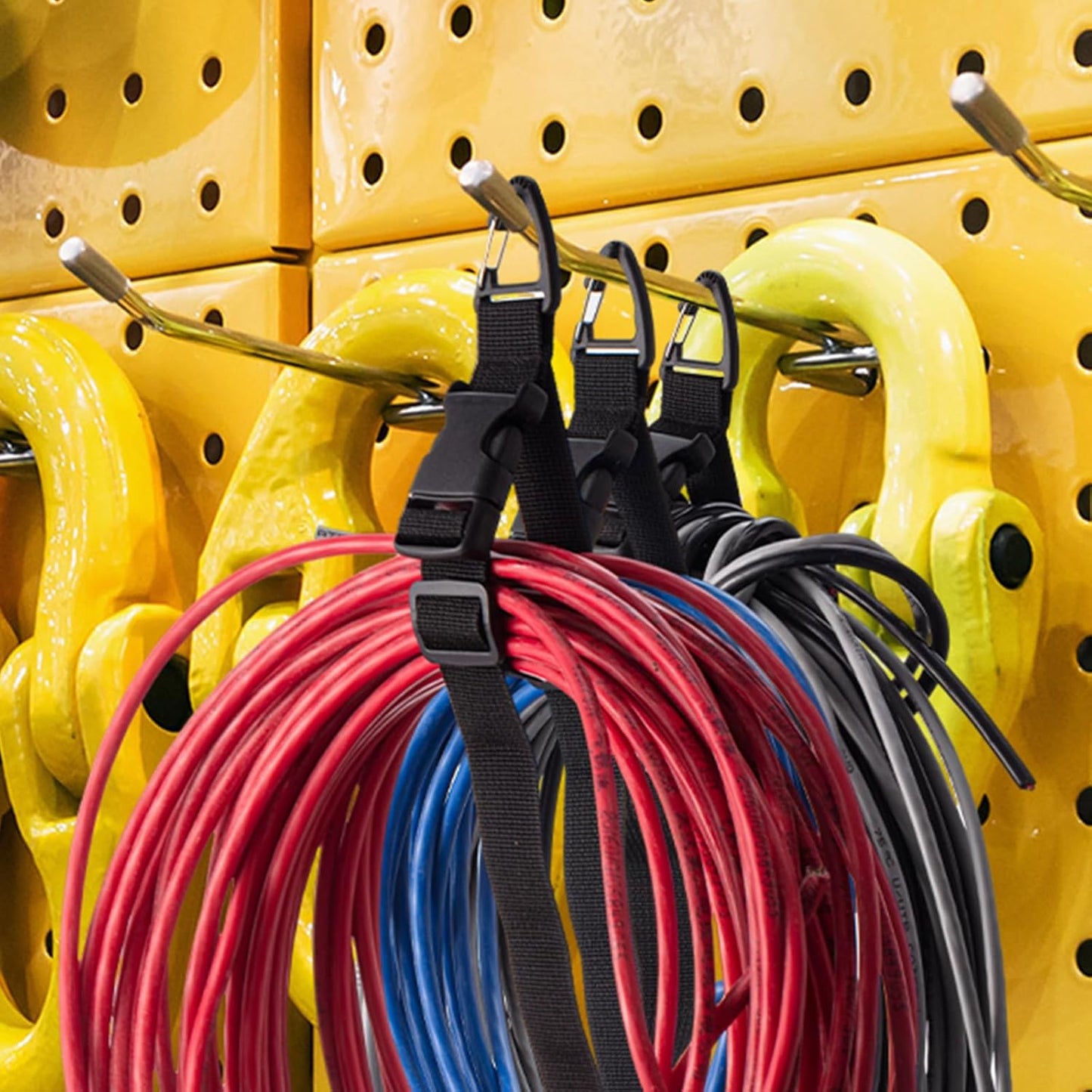 36 Pack 17 Inch Adjustable Extension Cord Holder Organizer with Triangle Clips Heavy Duty Storage Straps Extension Cord Hanger for Men Workshop and Garage Organization and Storage (Black)