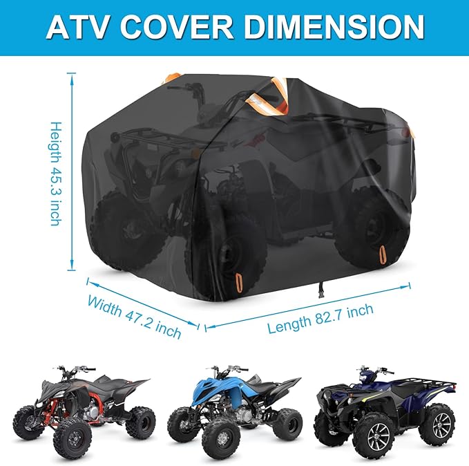 ATV Cover Waterproof Outdoor Heavy Duty, 300D Oxford 4 Wheeler Cover for Yamaha Grizzly Raptor 350 700R YFZ 450R Polaris Sportsman 450 500, Quad Cover with Lock Buckles All Weather Protection