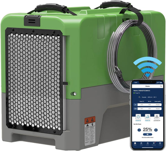 ALORAIR App Control Commercial Dehumidifier With Pump Industrial Dehumidifiers with Drain Hose, for Water Damage Restore, Flood Repair, Large Space, Job Sites (Green)