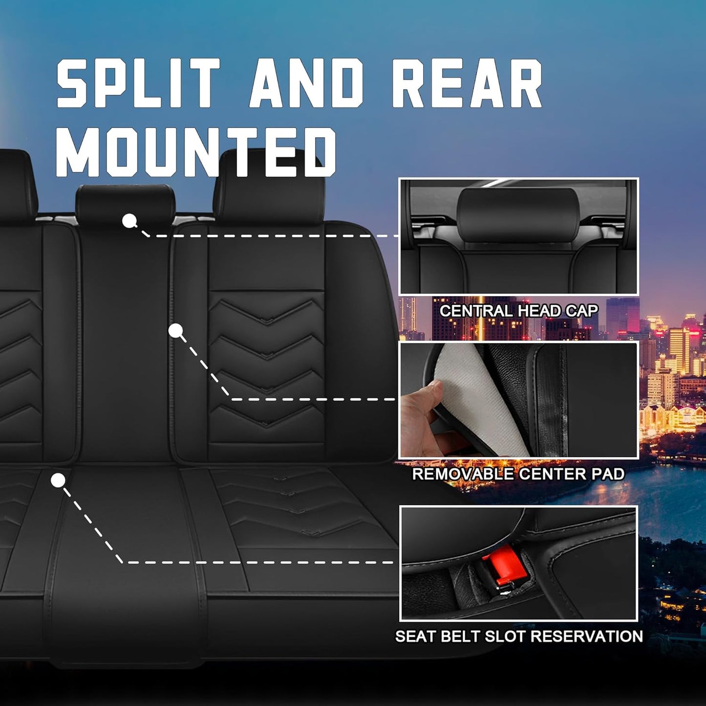 Car Seat Covers for Chrysler Pacifica 2004-2025, Stylish Sport Seat Cover, Premium Nappa Leather Car Seat Cover. Automobile Seat Covers Sets.(Standard 5 Seats/Pure Black)